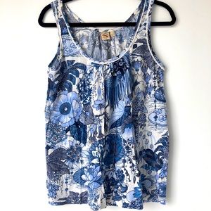 French Connection blue printed cotton tank size L